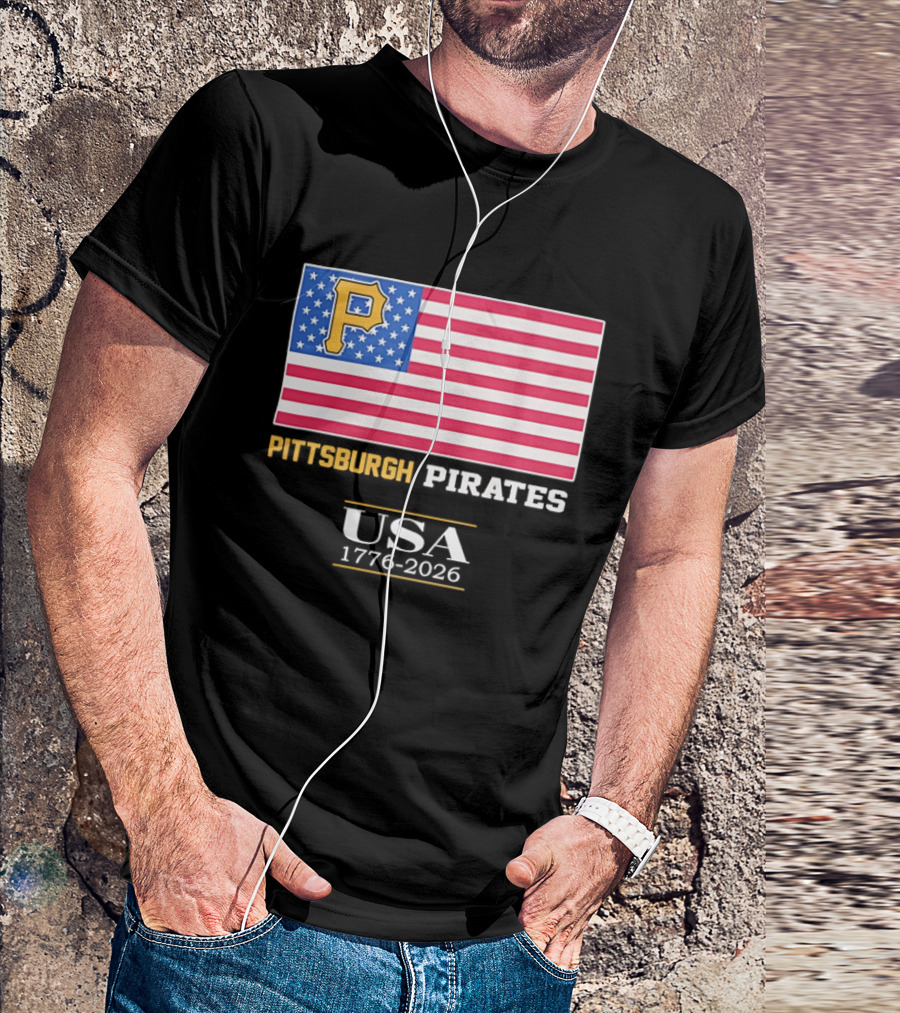 Pittsburgh Pirates American Flag USA 1776 2026 Yellow P T-Shirt