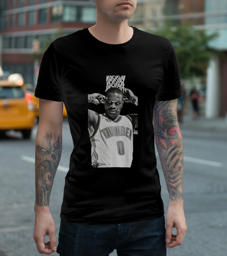 Russell Westbrook Masked OKC Thunder Basketball Legend Iconic Number 0 T-Shirt