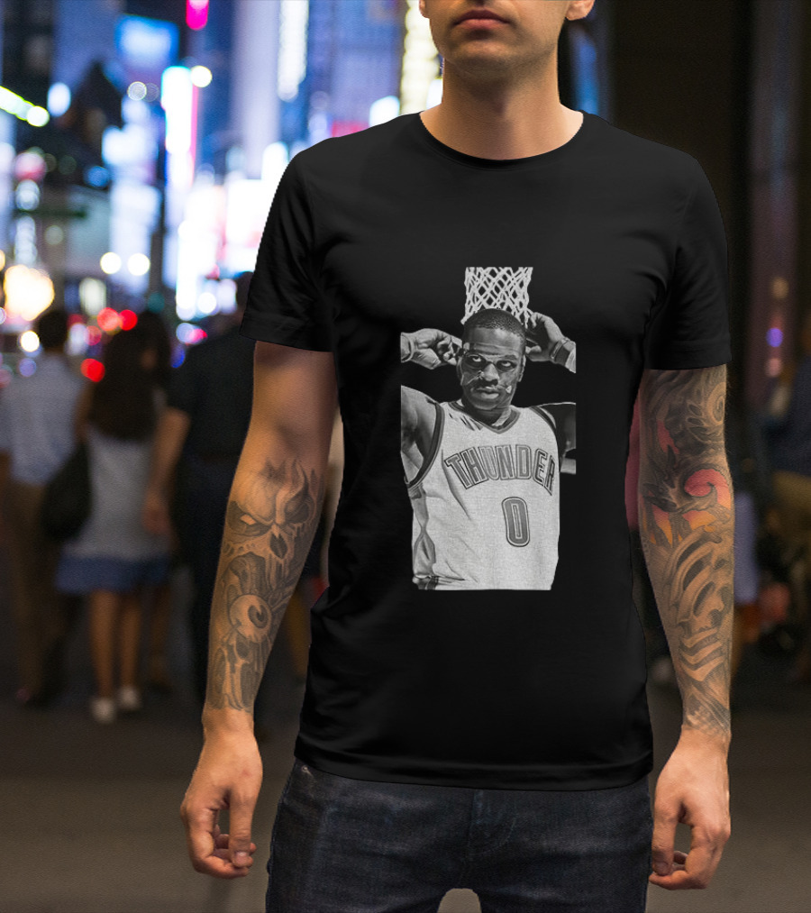 Russell Westbrook Masked OKC Thunder Basketball Legend Iconic Number 0 T-Shirt