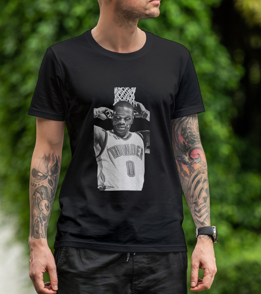 Russell Westbrook Masked OKC Thunder Basketball Legend Iconic Number 0 T-Shirt