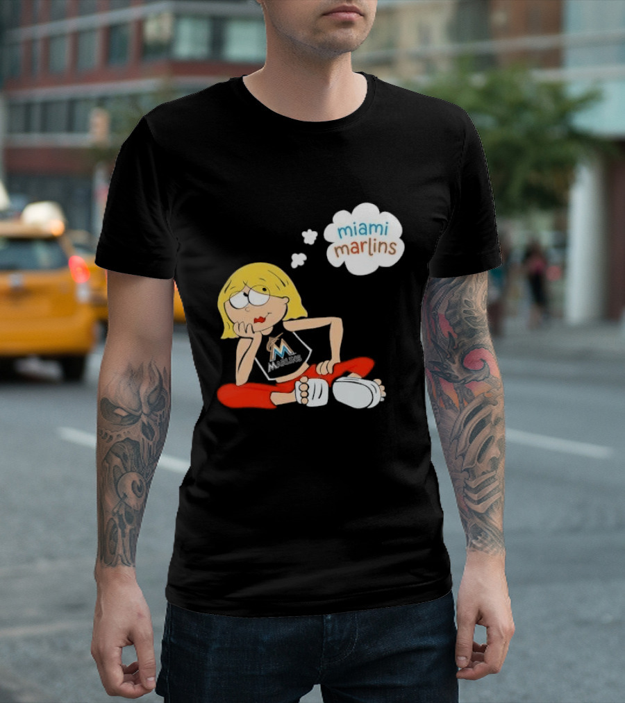 Miami Marlins MLB Cartoon Lizzie McGuire Blonde Girl Fan T-Shirt