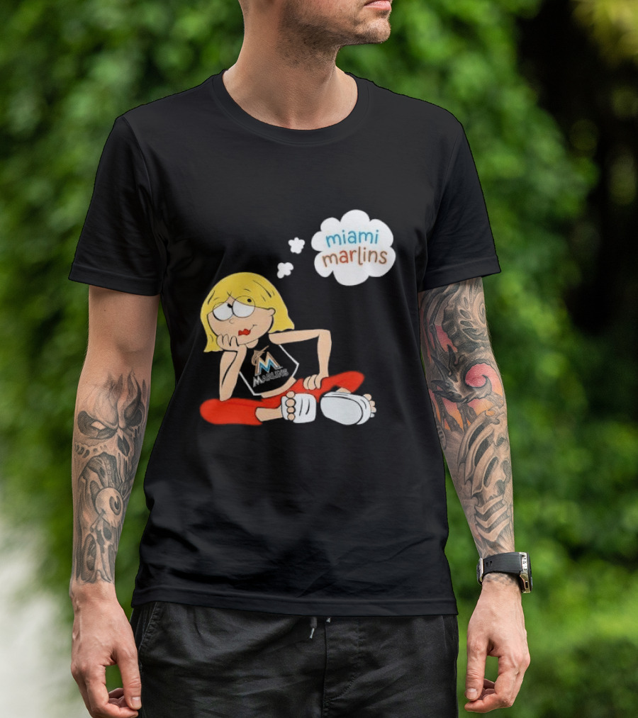 Miami Marlins MLB Cartoon Lizzie McGuire Blonde Girl Fan T-Shirt