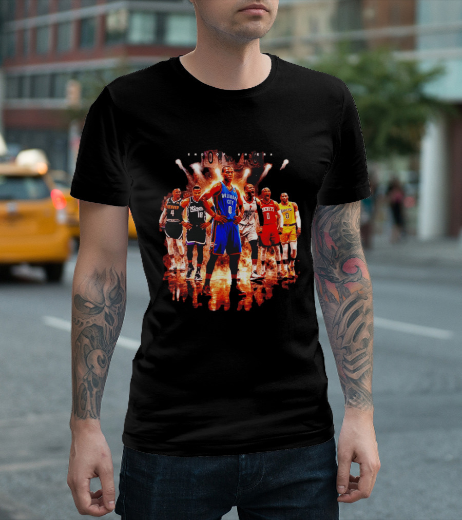 Russell Westbrook Oklahoma City NBA Career Retrospective With Team Jerseys T-Shirt