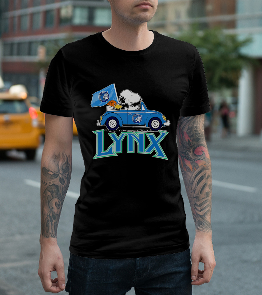 Minnesota Lynx Snoopy Driving Beetle Car With Team Flag T-Shirt