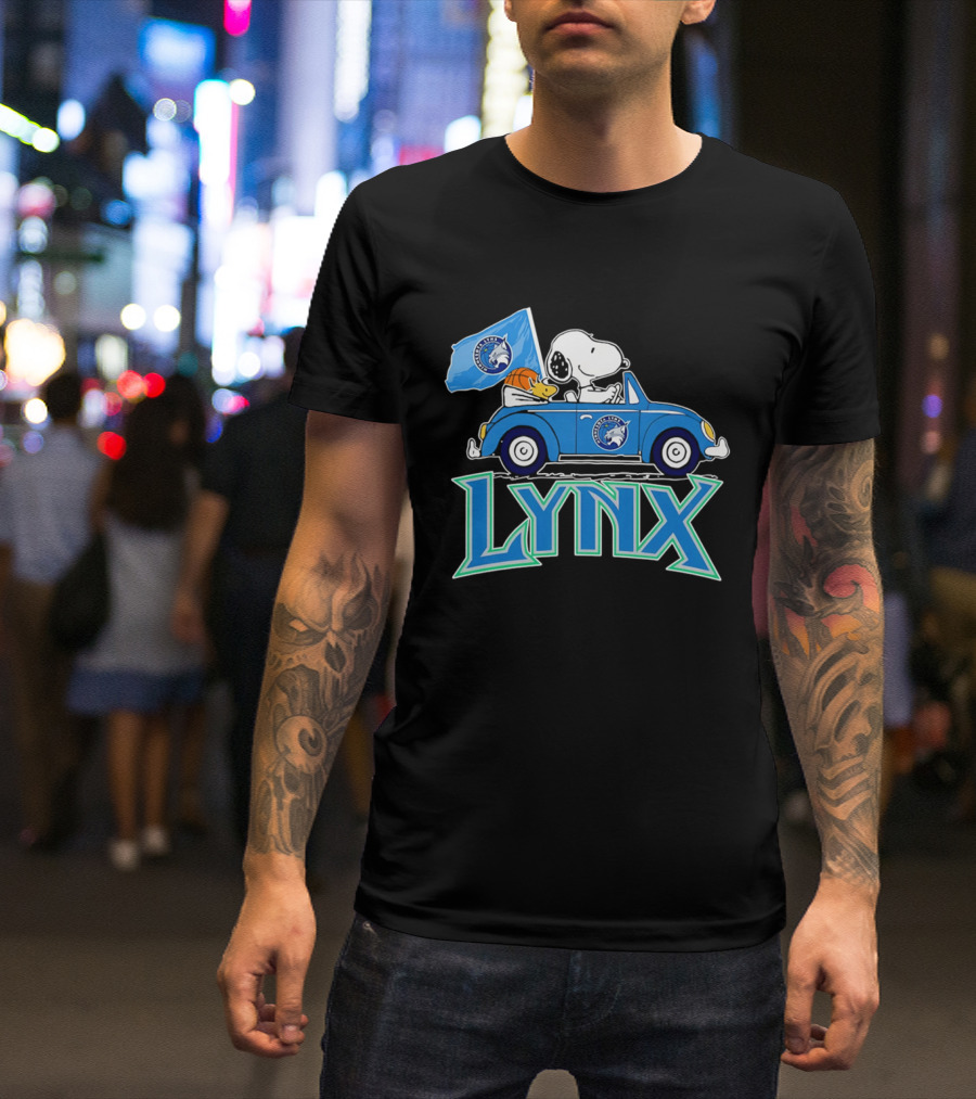 Minnesota Lynx Snoopy Driving Beetle Car With Team Flag T-Shirt