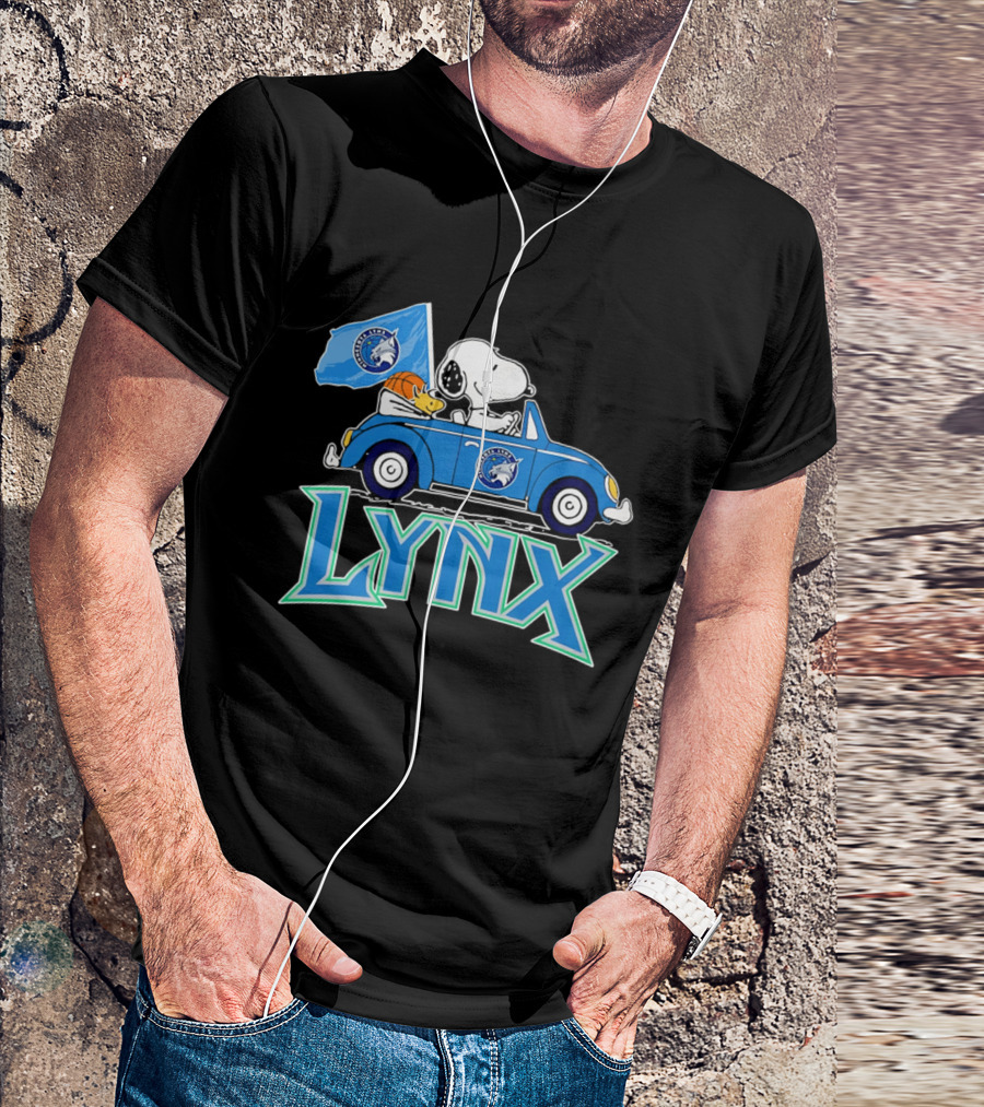 Minnesota Lynx Snoopy Driving Beetle Car With Team Flag T-Shirt