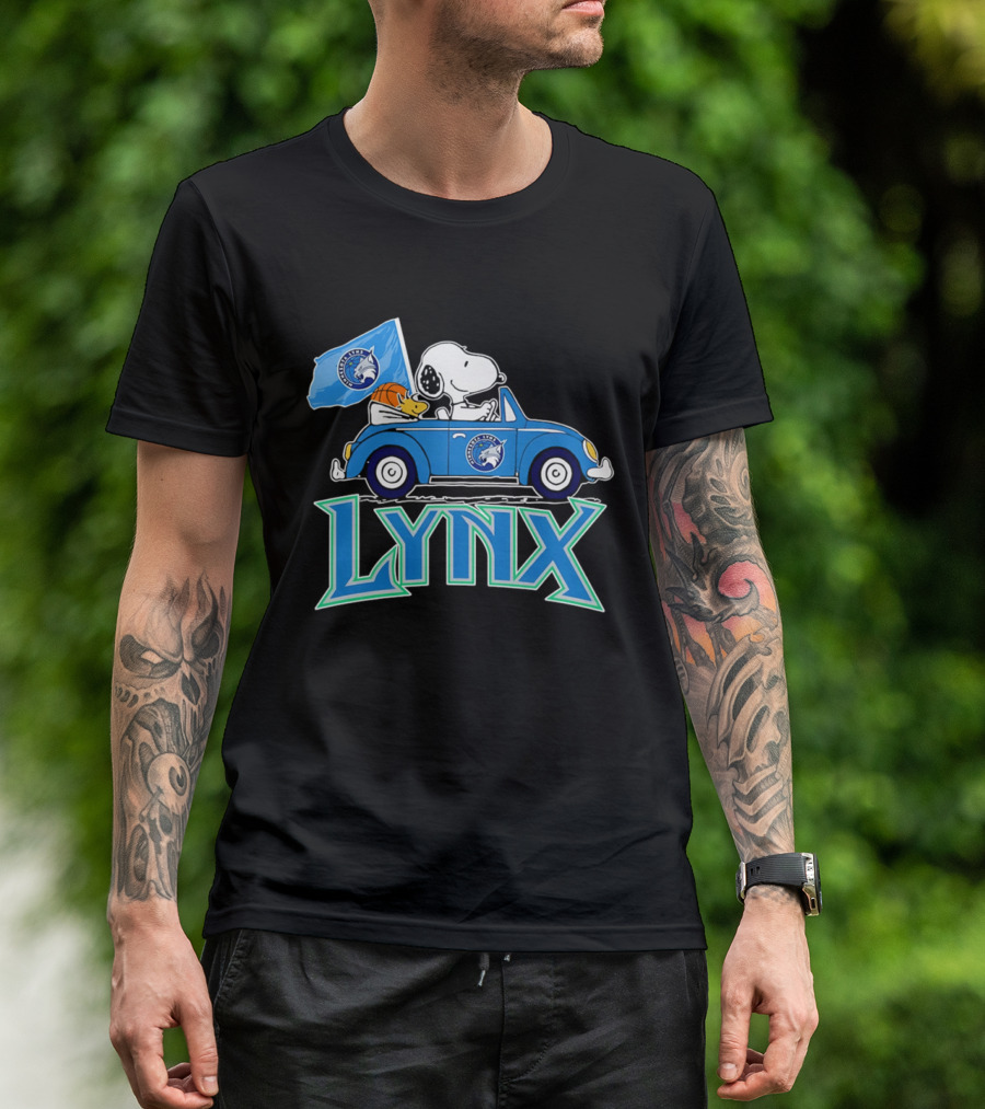 Minnesota Lynx Snoopy Driving Beetle Car With Team Flag T-Shirt