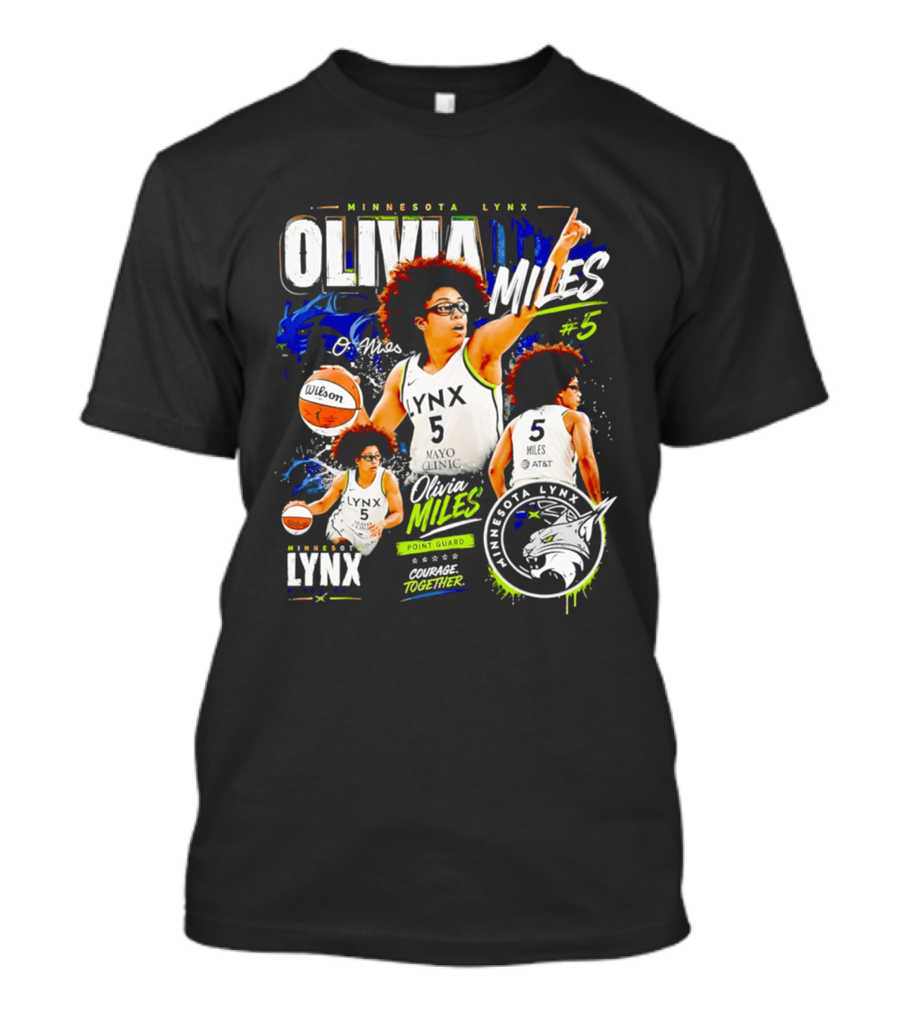 Minnesota Lynx Olivia Miles Number 5 Courage Together Basketball Player T-Shirt
