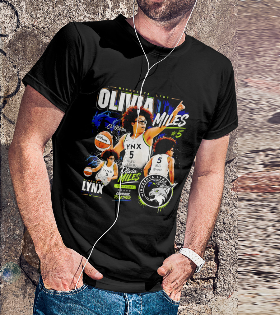Minnesota Lynx Olivia Miles Number 5 Courage Together Basketball Player T-Shirt
