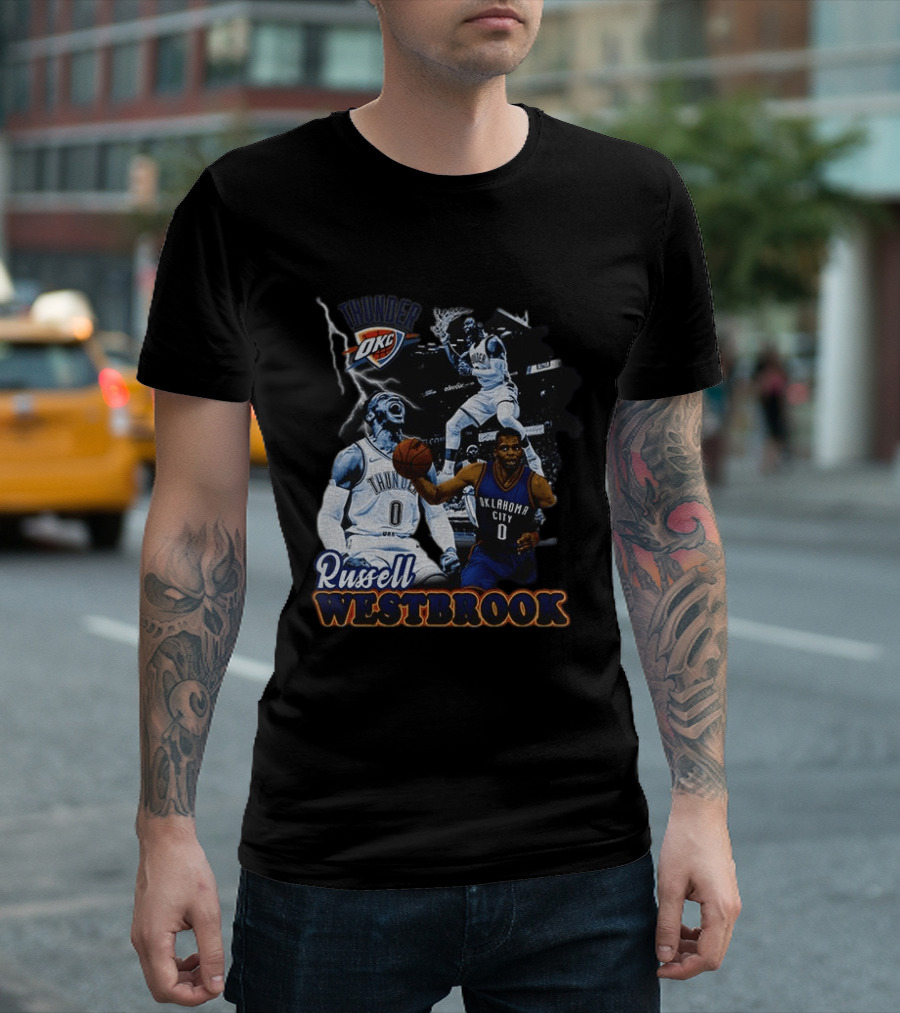 Russell Westbrook OKC Thunder Basketball Legend Collage T-Shirt