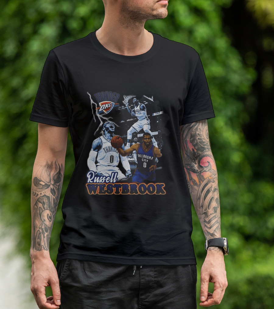 Russell Westbrook OKC Thunder Basketball Legend Collage T-Shirt