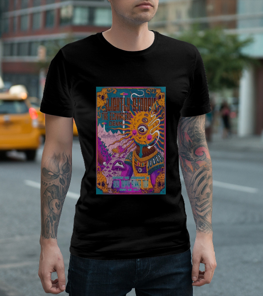 Slightly Stoopid The Elovaters DENM Road Trippin Summer Tour Riverfront Park Harrisburg PA August 13 2026 T-Shirt