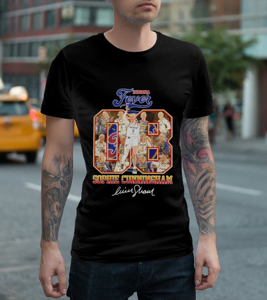 Indiana Fever Sophie Cunningham No 8 Collage WNBA T-Shirt