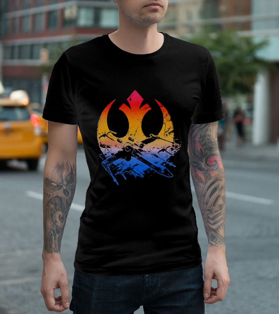 Star Wars Rebel Alliance Distressed Insignia X Wing Starfighters Gradient T-Shirt