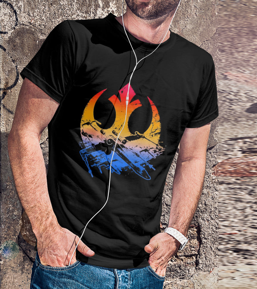 Star Wars Rebel Alliance Distressed Insignia X Wing Starfighters Gradient T-Shirt