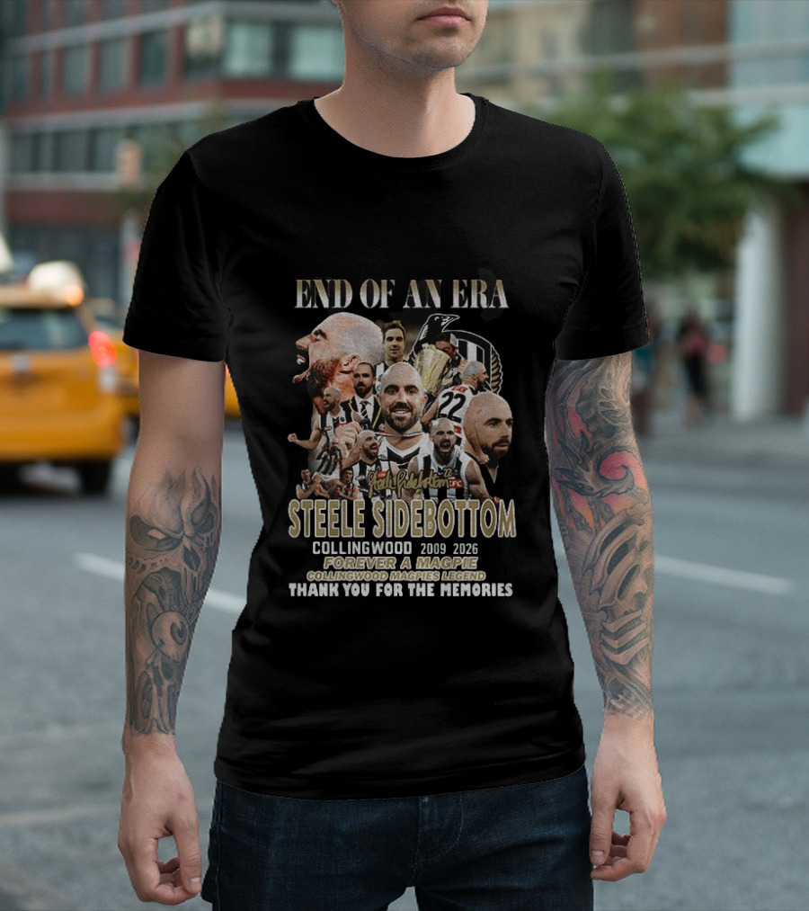 End Of An Era Steele Sidebottom Collingwood 2009 2023 Forever A Magpie Legend Thank You For The Memories T-Shirt