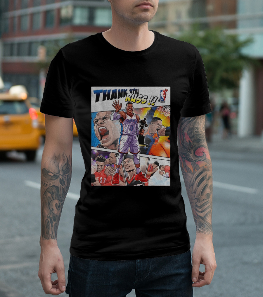 Thank You Russ NBA Tribute Mister Triple Double Legend Iconic Moments T-Shirt
