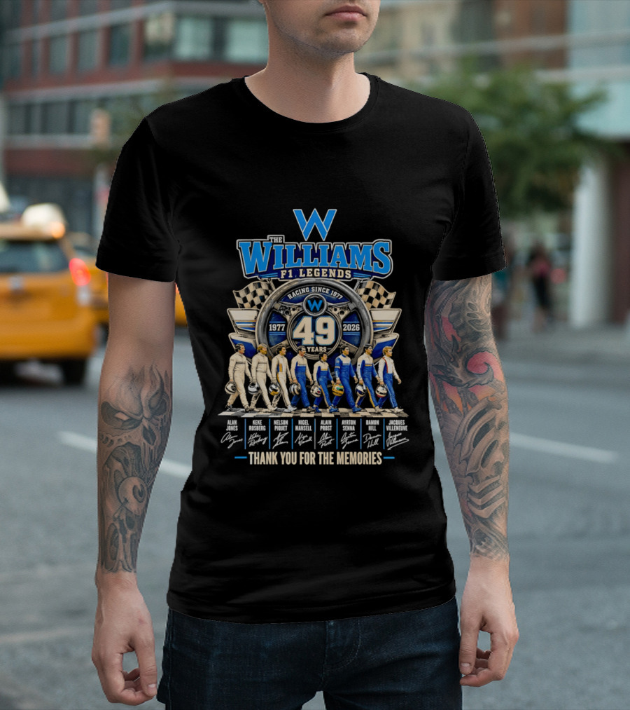 Williams F1 Legends Racing 49 Years 1977 2026 Thank You For The Memories T-Shirt