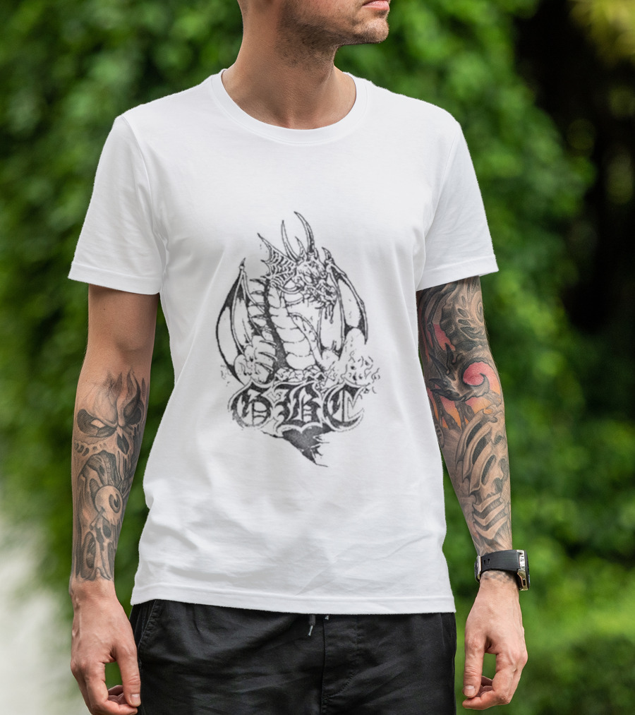 Goth Boi Clique Skull Dragon Artwork With Gothic Letters And Mythical Creature T-Shirt