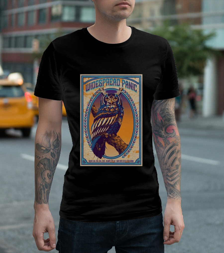 Widespread Panic Atlantic City August 14 16 2026 Hard Rock Live At Etess Arena Owl T-Shirt