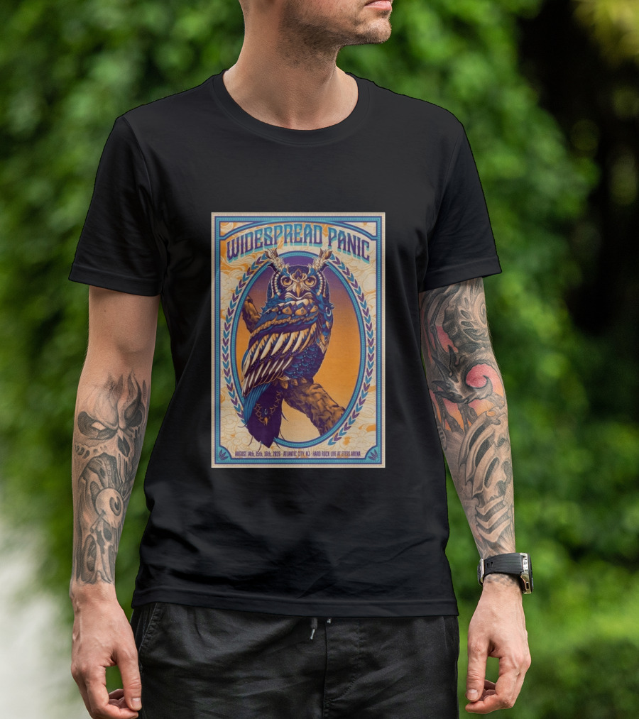 Widespread Panic Atlantic City August 14 16 2026 Hard Rock Live At Etess Arena Owl T-Shirt