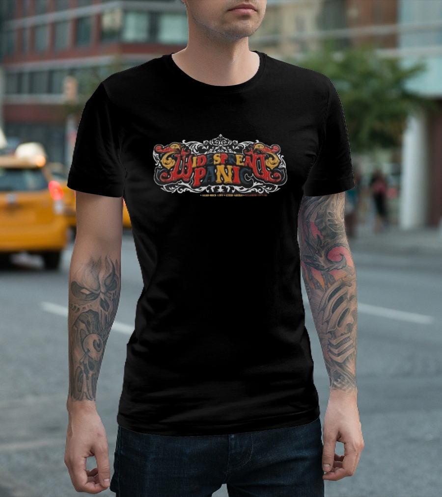 Widespread Panic Aug 14 16 2026 Atlantic City NJ Tour Dates Black And Red Ornate T-Shirt