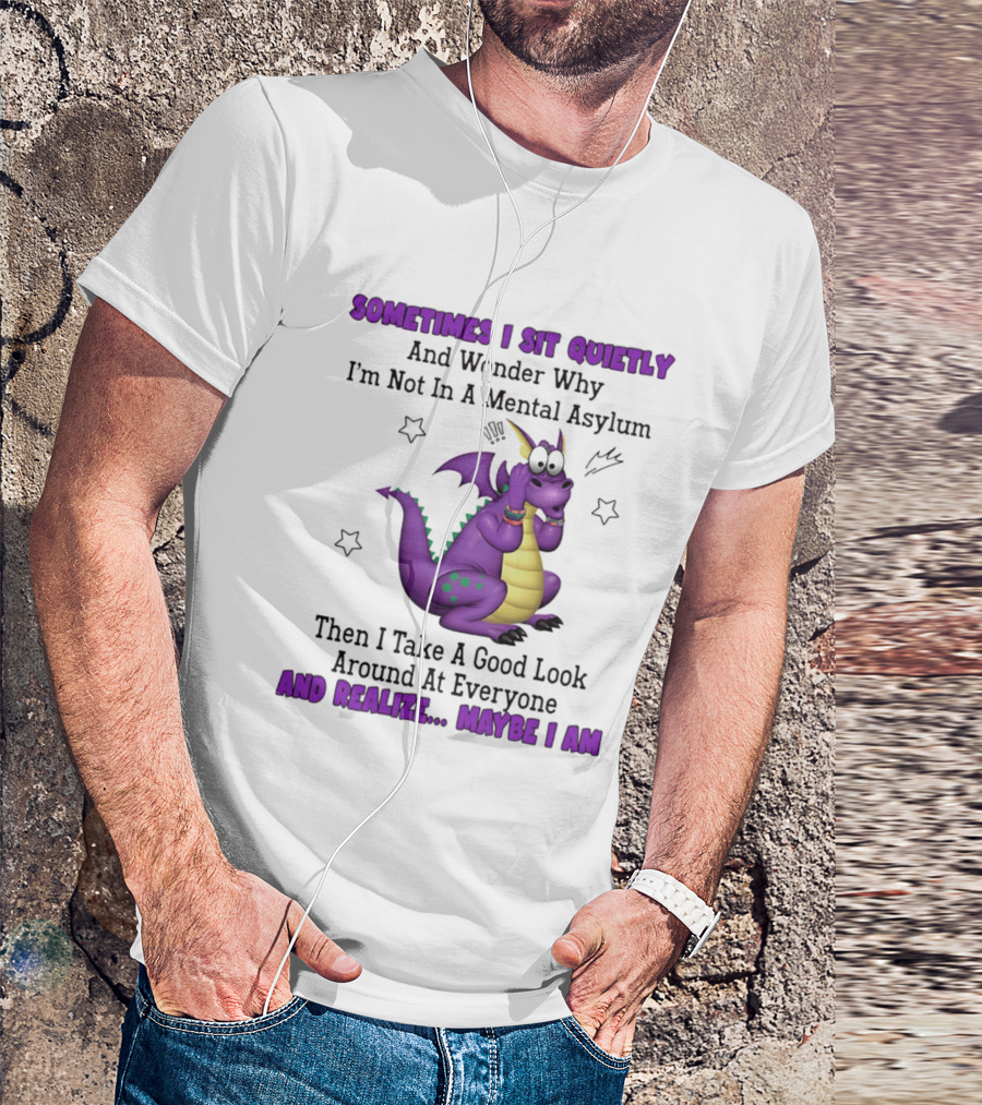 Sometimes I Sit Quietly Wonder Why I'm Not In A Mental Asylum Dragon Realize Maybe I Am T-Shirt