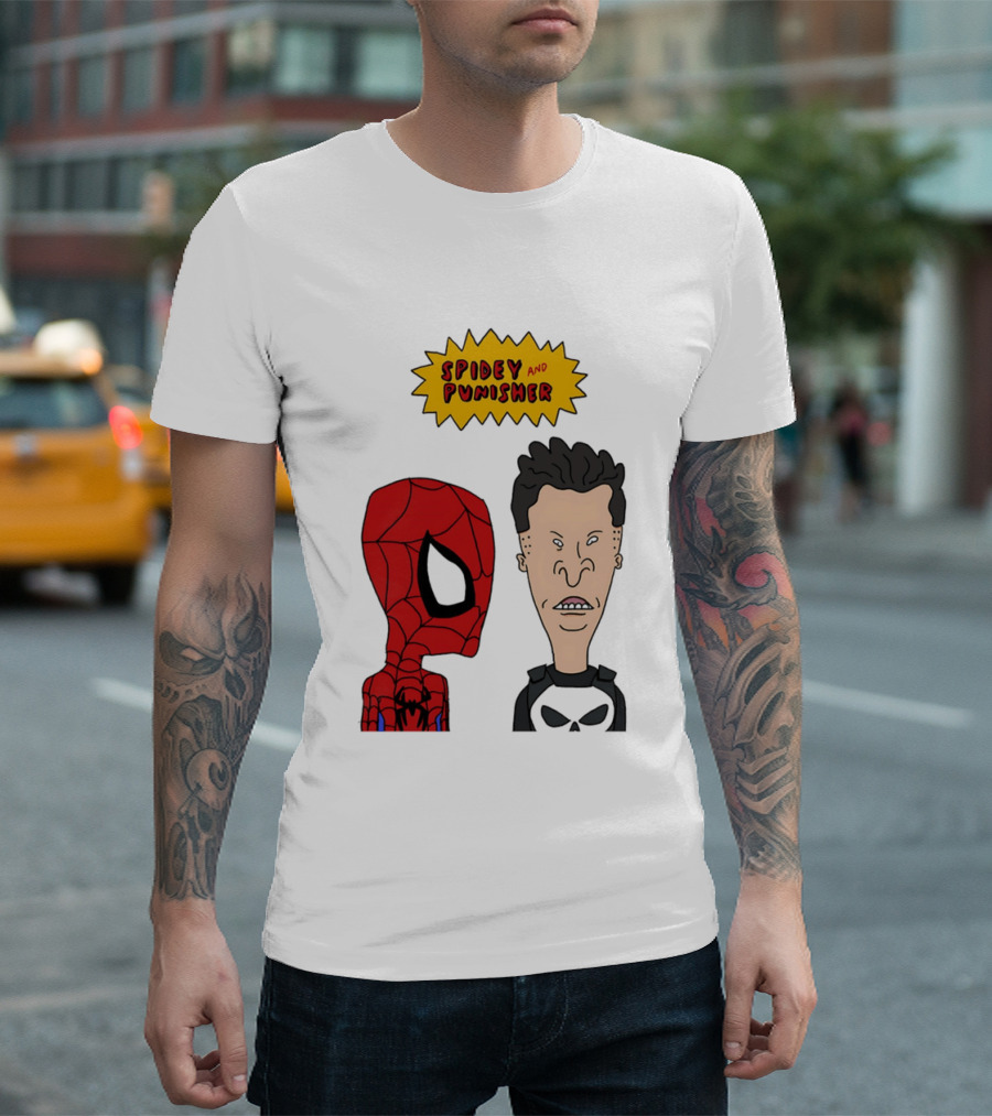Beavis And Butt Head Spider Man Punisher Parody Marvel Mashup T-Shirt