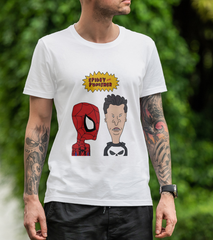Beavis And Butt Head Spider Man Punisher Parody Marvel Mashup T-Shirt