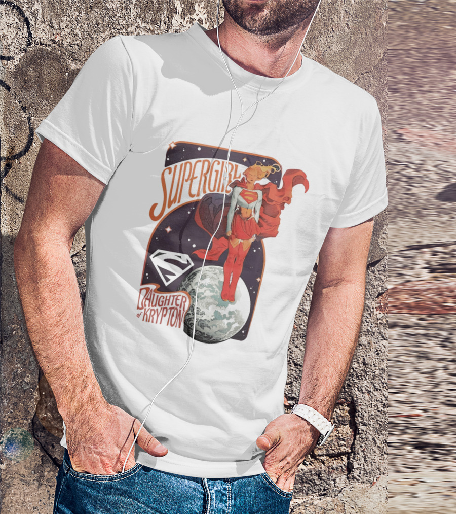 Supergirl Daughter Of Krypton DC Comic Style Superhero Logo Moon Scene T-Shirt