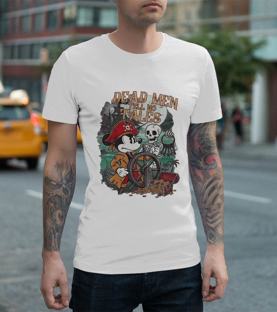Mickey Mouse Pirate Skeleton Dead Men Tell No Tales Halloween Fantasy Adventure T-Shirt