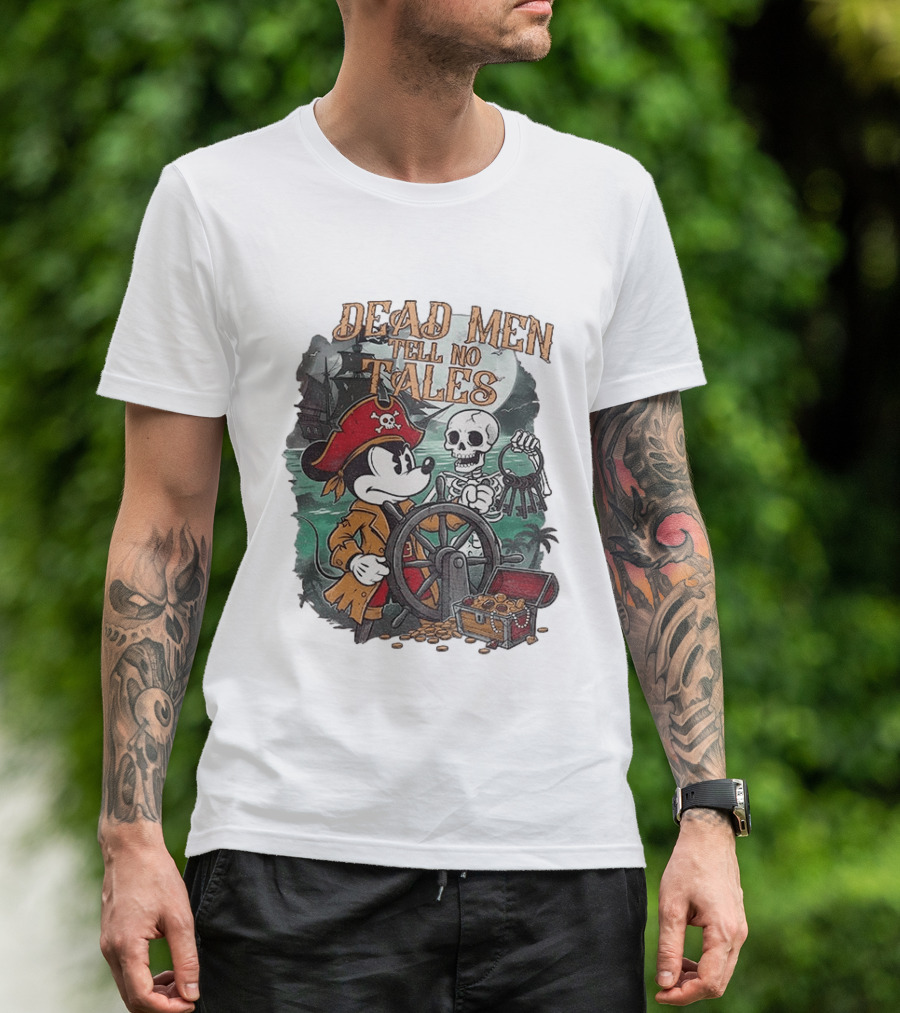 Mickey Mouse Pirate Skeleton Dead Men Tell No Tales Halloween Fantasy Adventure T-Shirt
