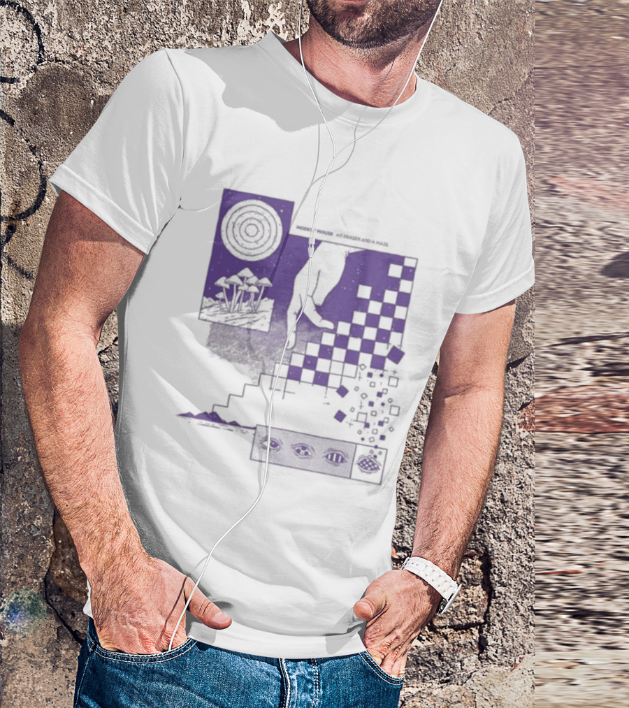 Modest Mouse An Eraser And A Maze Album Artwork Purple Checkerboard T-Shirt