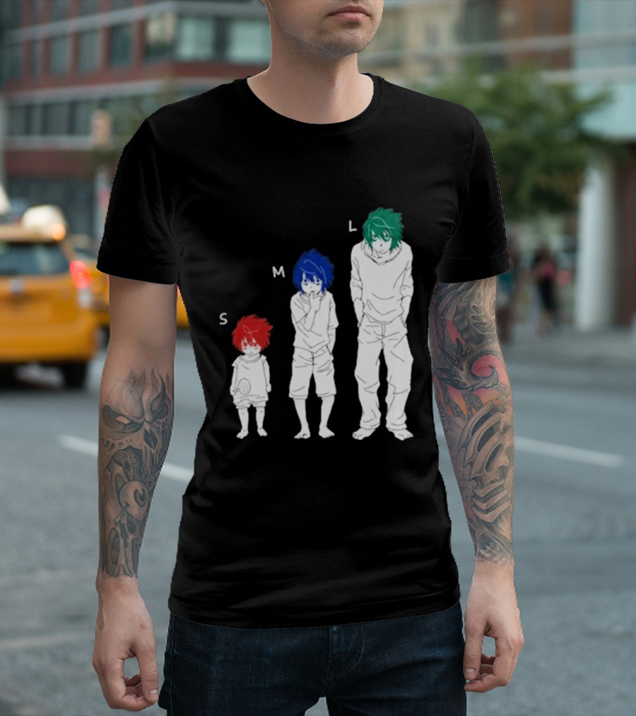 Anime Death Note L Character Evolution Sizes S M L T-Shirt