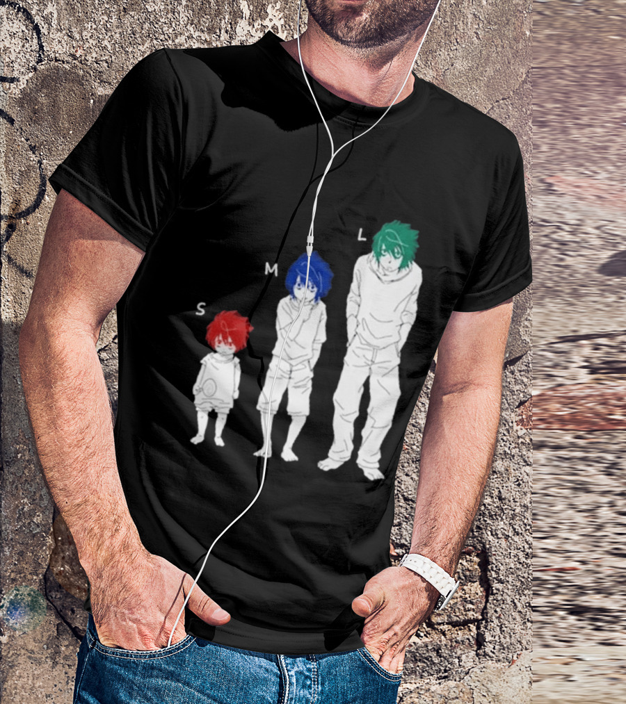 Anime Death Note L Character Evolution Sizes S M L T-Shirt