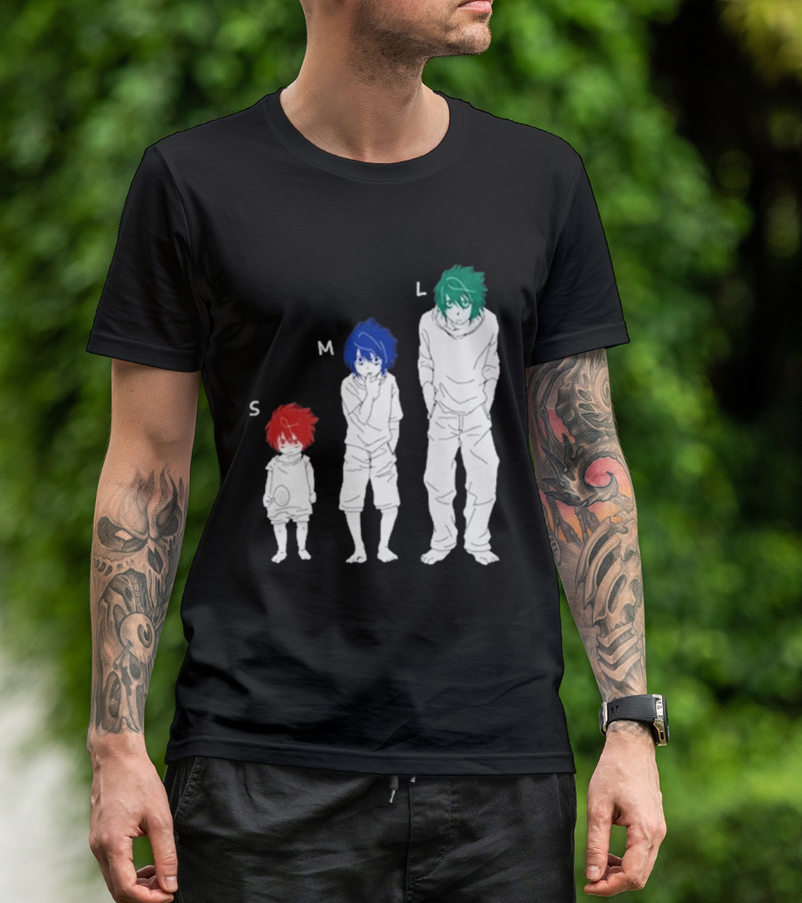 Anime Death Note L Character Evolution Sizes S M L T-Shirt
