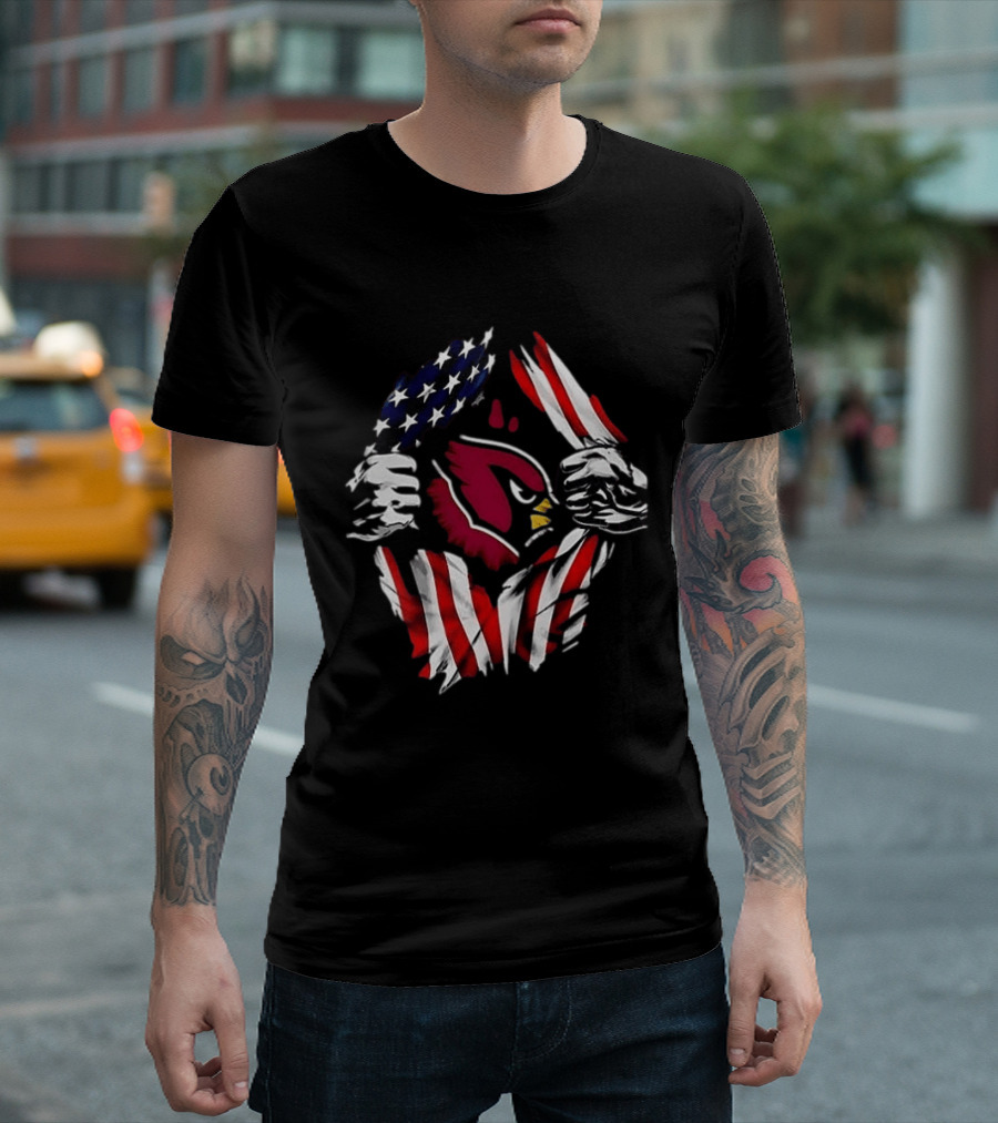 Arizona Cardinals American Flag Bald Eagle Skull Super Man T-Shirt