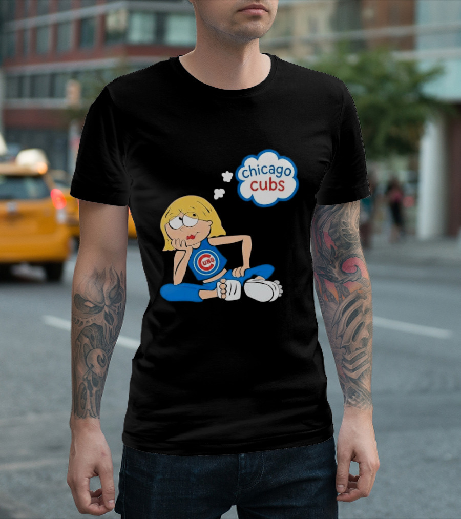 Chicago Cubs MLB Blonde Cartoon Girl Sitting Thought Bubble T-Shirt