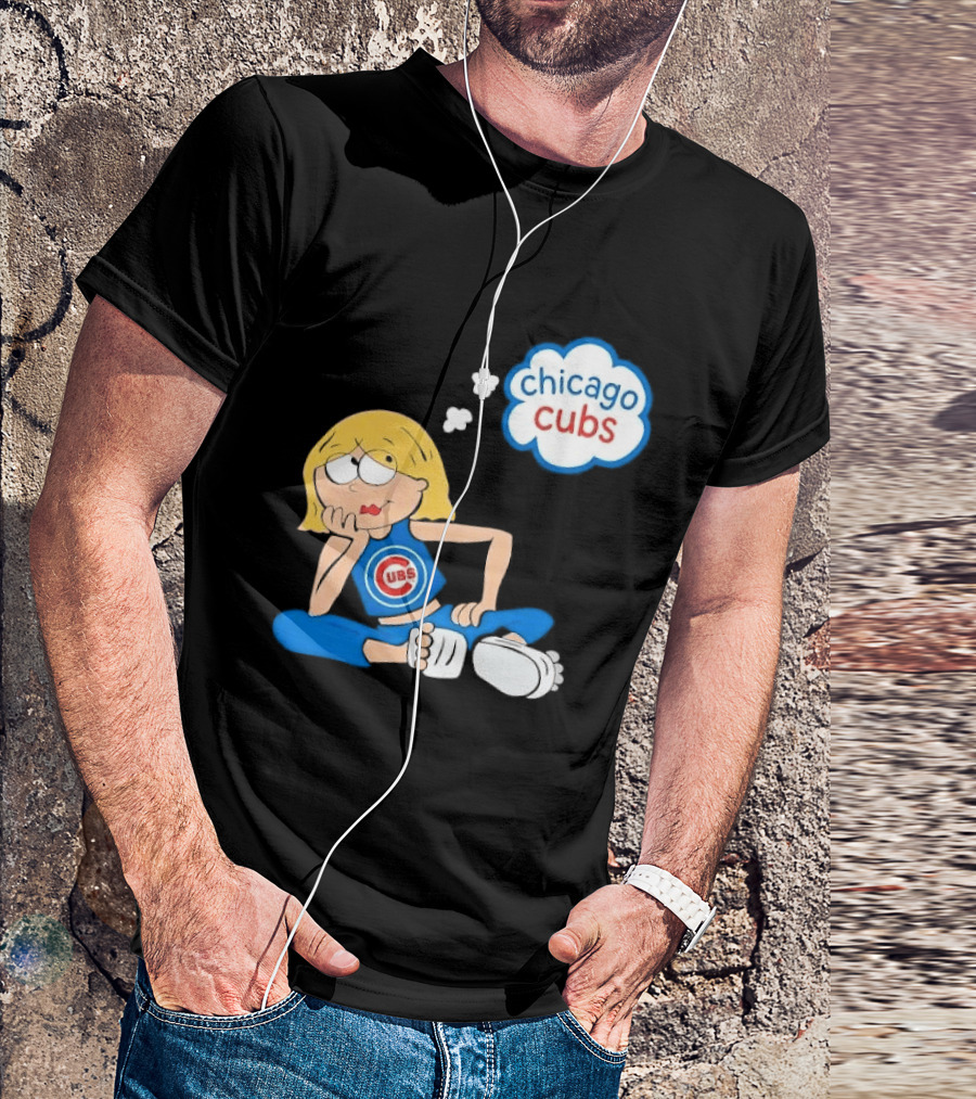 Chicago Cubs MLB Blonde Cartoon Girl Sitting Thought Bubble T-Shirt