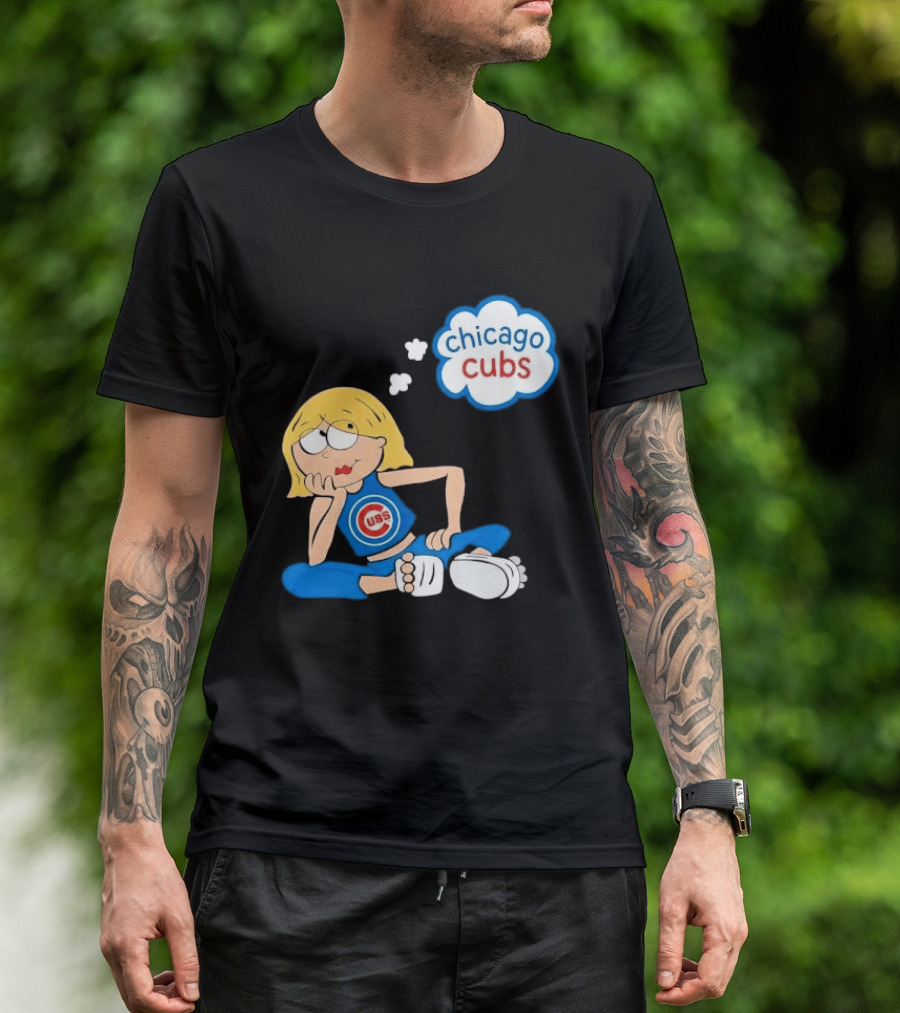 Chicago Cubs MLB Blonde Cartoon Girl Sitting Thought Bubble T-Shirt