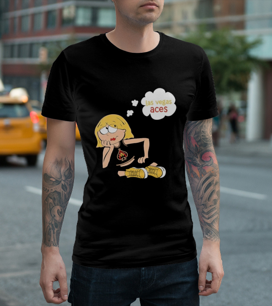 Las Vegas Aces WNBA Blonde Cartoon Girl Thought Bubble T-Shirt