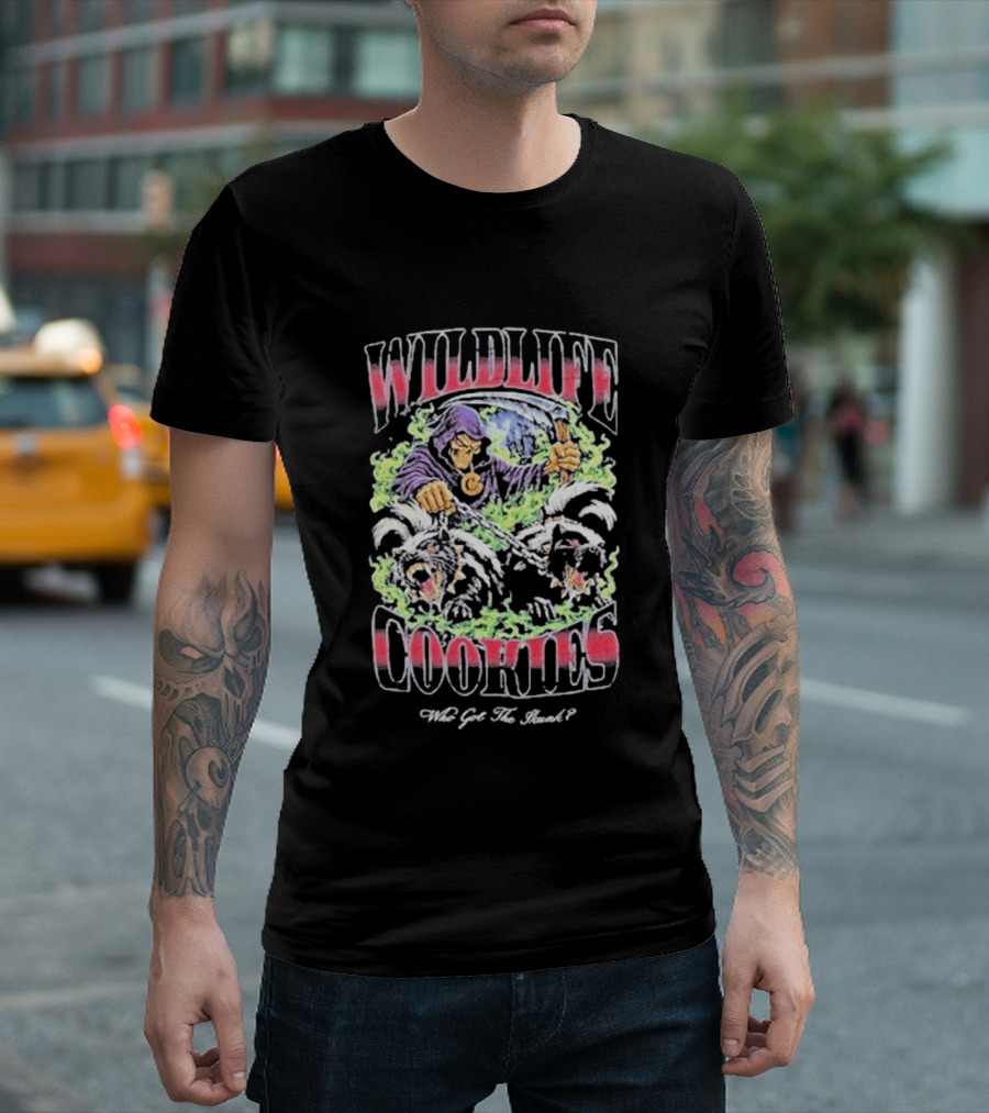 Wildlife Cookies Who Got The Skunk Character And Skulls T-Shirt