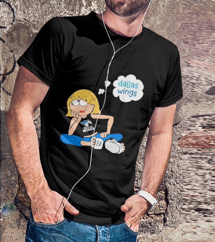 Dallas Wings WNBA Cartoon Blonde Girl Daydreaming Thought Bubble T-Shirt