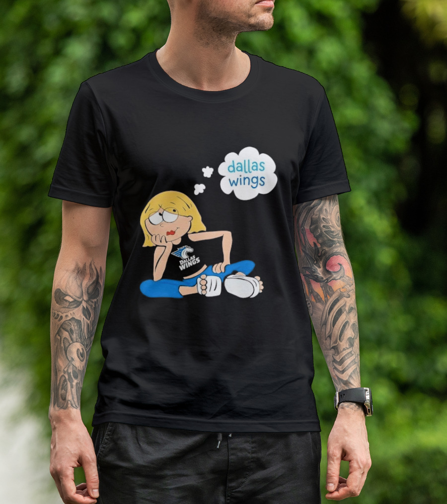 Dallas Wings WNBA Cartoon Blonde Girl Daydreaming Thought Bubble T-Shirt