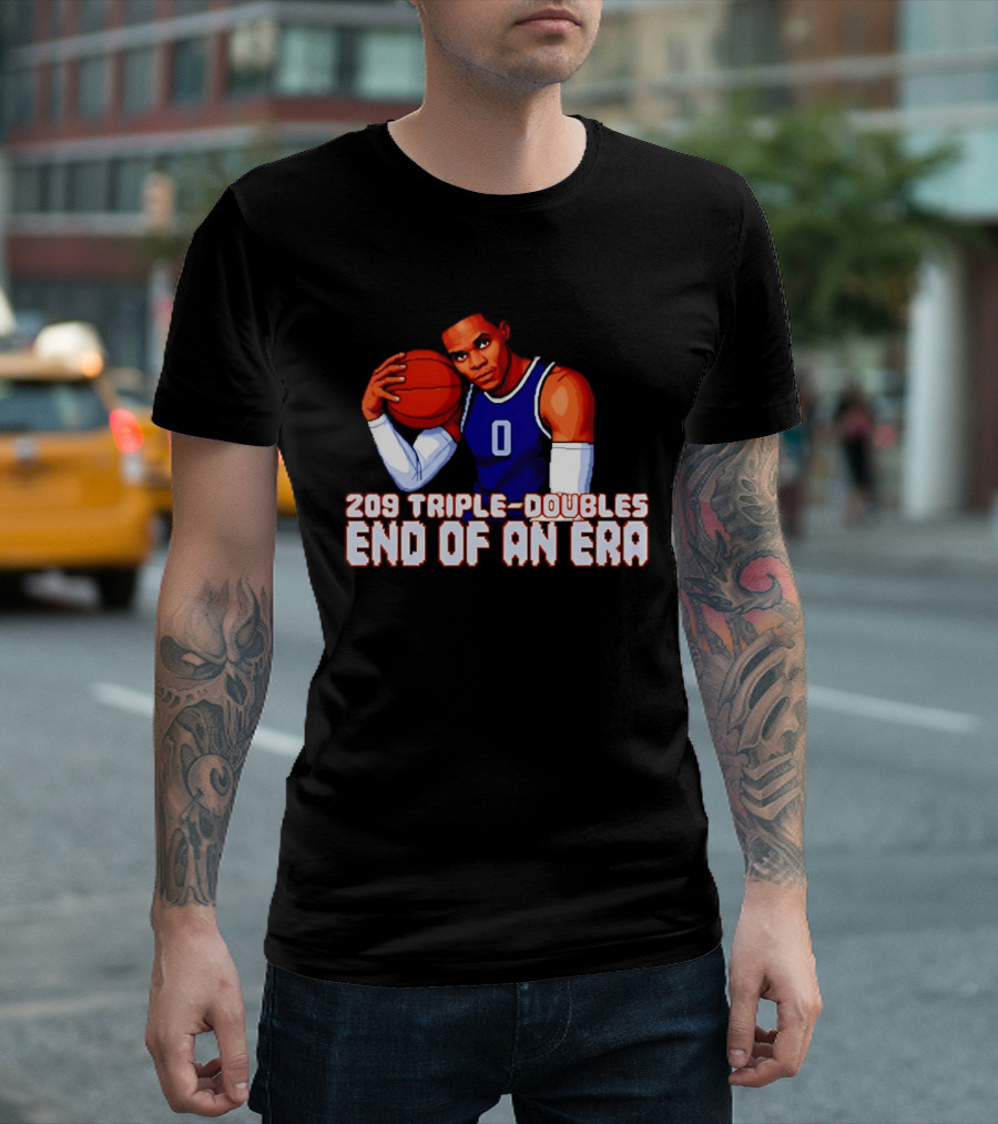 Russell Westbrook 209 Triple Doubles End Of An Era Basketball Legend Pixel T-Shirt