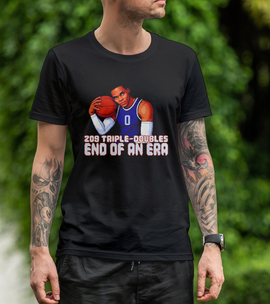 Russell Westbrook 209 Triple Doubles End Of An Era Basketball Legend Pixel T-Shirt