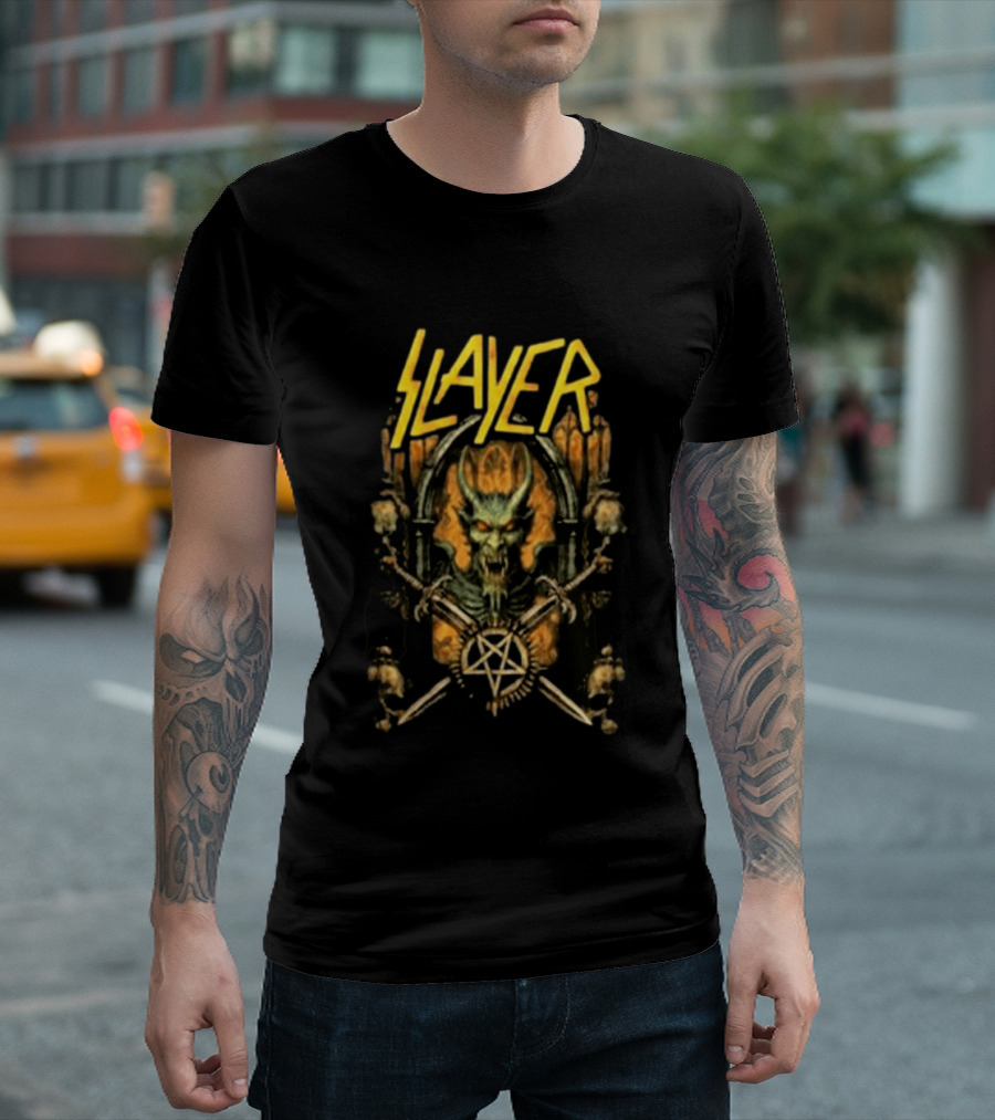 Slayer 2026 Festival Event Sick New World Gothic Skull Demon Pentagram T-Shirt