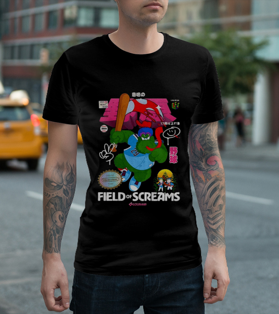 MLB 2026 Phillies Vs Twins Field Of Screams Featuring Konami Nintendo Baseball T-Shirt