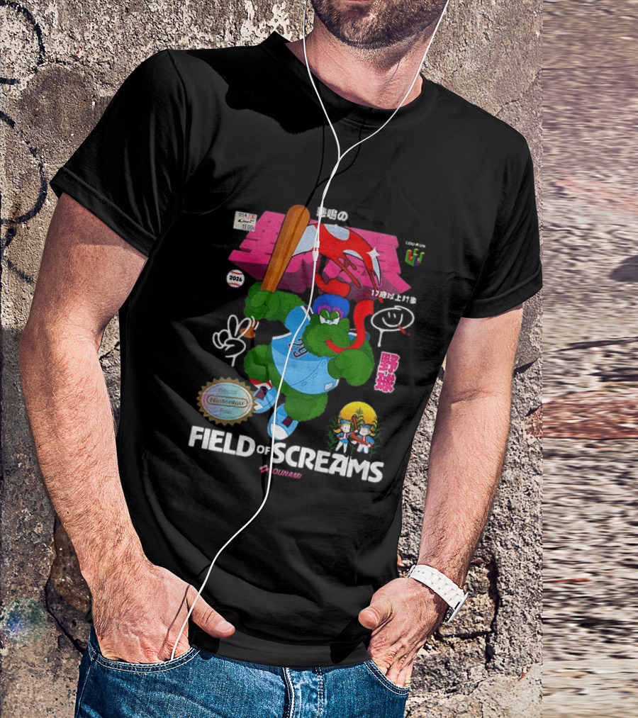 MLB 2026 Phillies Vs Twins Field Of Screams Featuring Konami Nintendo Baseball T-Shirt