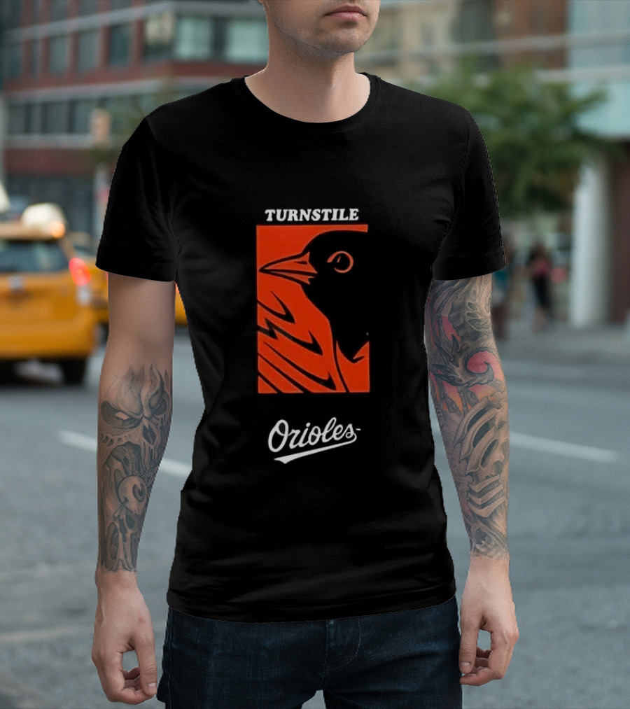 Turnstile Orioles Collaboration Bird Graphic Baltimore Team Merchandise T-Shirt